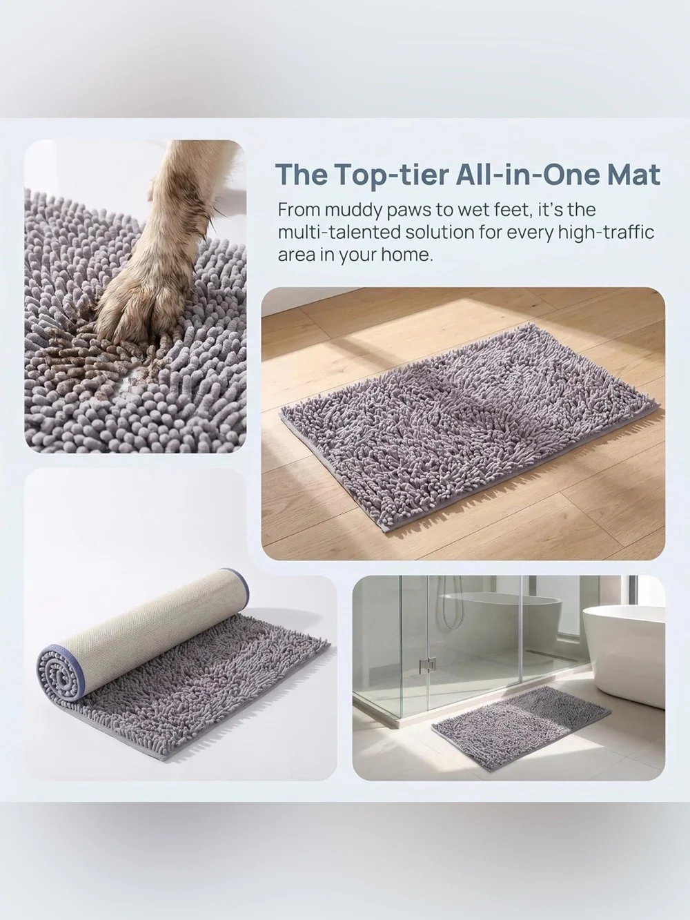💞 New Plush Soft & Absorbent Gray  Puppy Dog Pet Mat